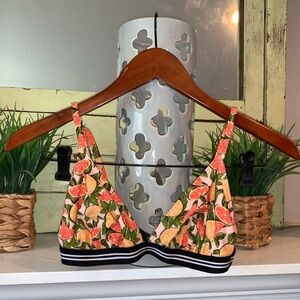 Xhilaration Target Citrus Print Stripe Accent Triangle Bikini Top Size M